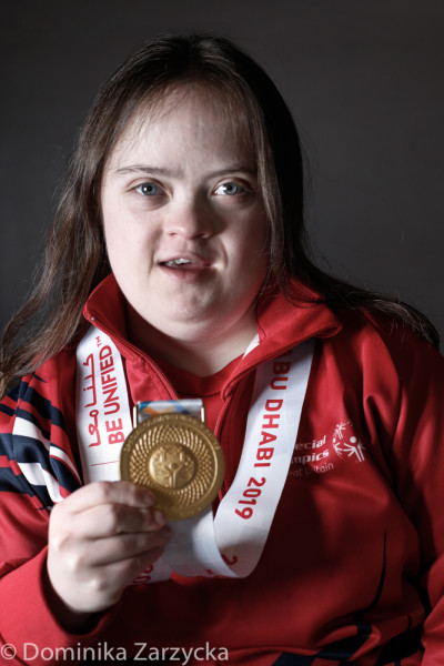 Jannette Sharpe, Great Britain Special Olympics rhythmic gymnastics athlete from Milton Keynes, Southern region, Special Olympics games in Abu Dhabi, United Arab Emirates on March 21, 2019.