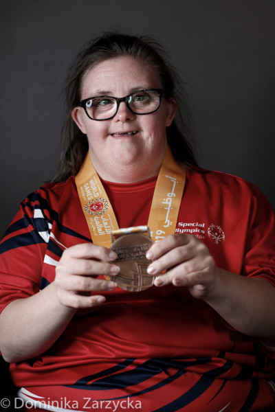 Natalie Francis, Great Britain Special Olympics Ten Pin Bowling athlete from Surrey, Surrey region, Special Olympics games in Abu Dhabi, United Arab Emirates on March 21, 2019.