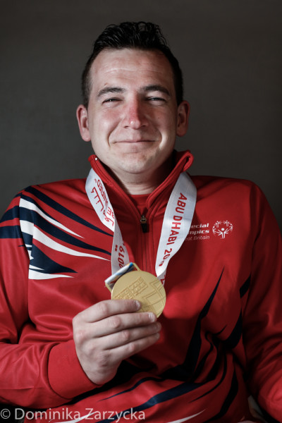 Stephen Law Bate, Great Britain Special Olympics Football athlete from Runcorn, North West region, Special Olympics games in Abu Dhabi, United Arab Emirates on March 21, 2019.