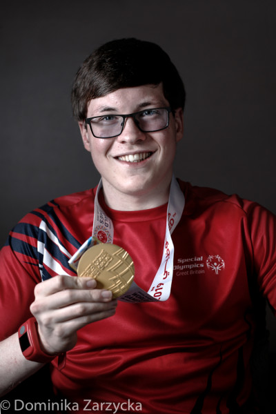 Matthew Kirkland, Great Britain Special Olympics artistic gymnastics athlete from Jersay, Jersay region, Special Olympics games in Abu Dhabi, United Arab Emirates on March 21, 2019.
